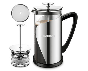 فیلتر 4 لایه فرنچ پرس 34 اونس بدون BPA 1000 میلی لیتری فولاد ضد زنگ