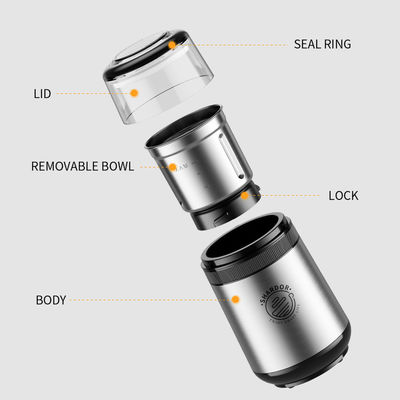 پودر قهوه آسیاب قابل جابجایی متوسط ​​EU Plug شفاف درب قهوه ساز نقره ای SS304