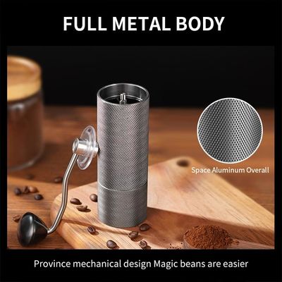 آسیاب قهوه دستی Quiet Conical Burr آسیاب آلومینیوم آلیاژی استیل ضد زنگ 25 گرمی حمل آسان