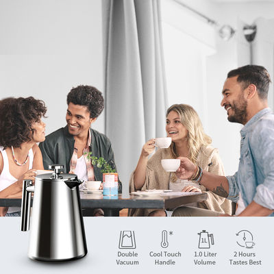 قهوه ساز فرنچ پرس اتوماتیک 1000 میلی لیتری دو جداره استیل ضد زنگ مسافرتی